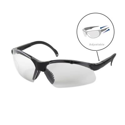 China Adjustable leg work safety glasses meets ANSI Z87.1 standard with impact resistant PC glass against anti-fog dust and particle anti-scratch for sale