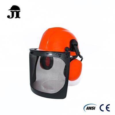 China JM702+JF582+JV522+JE219 Combo Set Safety Helmet Protective Mask Ear Muff CE and ANSI Standard Equipment Personal Forestry for sale