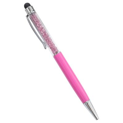 China Business gift floating flakes metal gold crystal ball pen with glitter and gold foil metal ball pen for sale