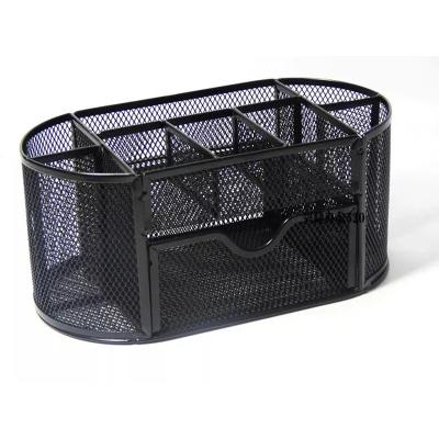 China Desktop Pen Holder Pen Holder Desktop Office Table Pen Stand Mesh Metal Black Office Table for Stand for sale