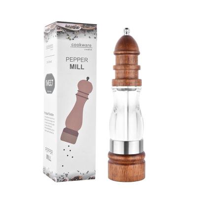 China Sustainable acrylic glass salt and pepper mill set with ceramic mechanism for sale