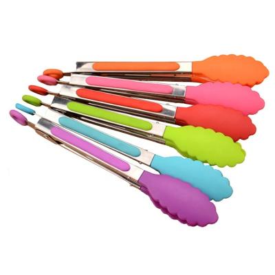 China 2018 viable hot sale stainless steel silicone food tongs for kitchen 8inch for sale