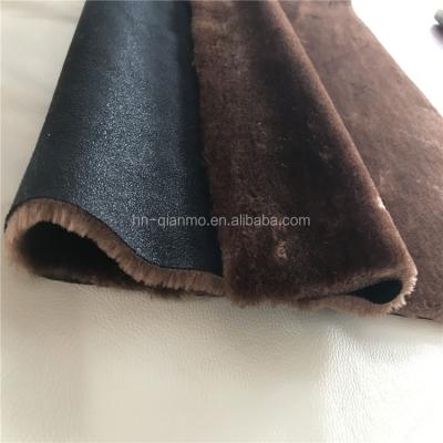 China Auto Upholstery Tan Bonded Suede Faux Rabbit Fur For Winter Wear Garment Fabric for sale