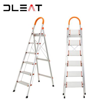 China Household 6 Step Folding Ladders Square Household Foldable Step Ladder Steel Railing Ladder for sale