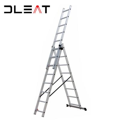 China Collapsible Aluminum Folding Ladders 3 Sections 3x8 Step Steps Combination Extension Ladders With EN131 for sale