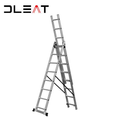 China New Design Folding Ladders Aluminum Ladder Safety Universal Foldable Extension 3 Layer Combination Extension Ladder for sale