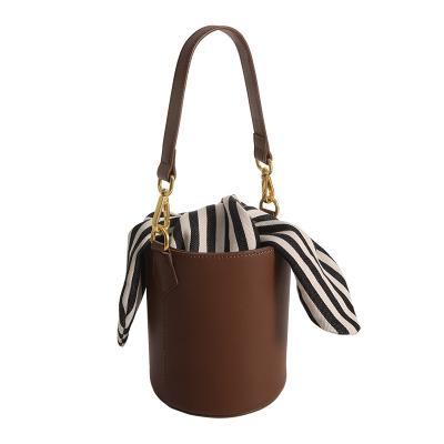 China 2022 High Quality Hot Sales Bolsos De M Polyester Bowknot Bag Top Handle Long Tie Small Genuine Leather Bucket Shoulder Bags For Women for sale