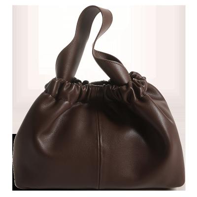 China Designer Custom Logo Soft Genuine Leather Solid Hot Sale High Quality New Color Real Leather Handle Long Strap Shoulder Handbags For Women for sale