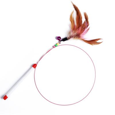 China Fashion Colorful Funny Cat Feather Bells Funny Cat Stick Pet Rod Pet Toys for sale