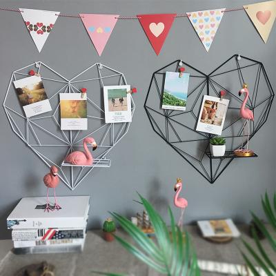 China Minimalist iron INS girl grid photo wall dormitory bedroom and living room wall atmosphere layout wall heart-shaped decorations for sale