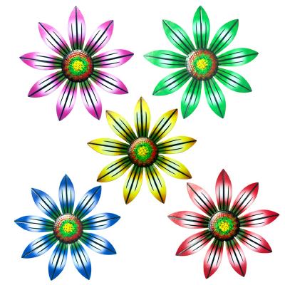 China Colorful Flower Wall Hanging Art Decorl Home Wall Art Flower Decorations Garden Decor Metal for sale