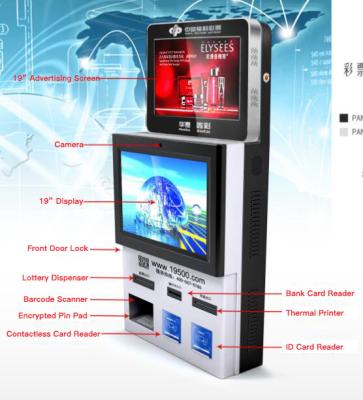 Chine Double kiosque de paiement de Bill d'écran fixé au mur avec PPE du lecteur de cartes/PCI à vendre