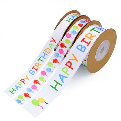 China Recyled Factory Direct Custom Printed Garment Accessories 15mm Bottle Decoration Birthday Logo Ribbon for sale