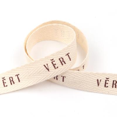 China Custom Cotton Printed Recyled Logo Ribbon Custom Made To Order for sale