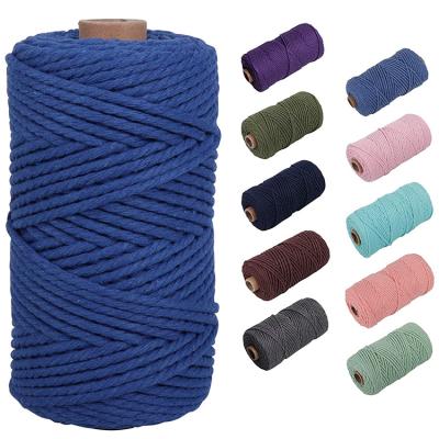 China Sustainable Colorful Woven Wall Hanging Twisted Twine Ties Cotton Rope Big Roll Black 100% Cotton Rope Rope for sale