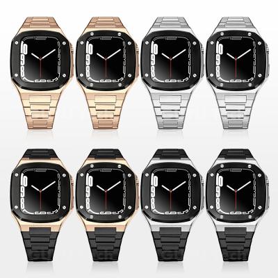 China Customized Iwatch Strap Stainless Steel Logo Apple Watch Case 45/44/41/40mm Small MOQ For Apple Series 4/5/6/7 for sale