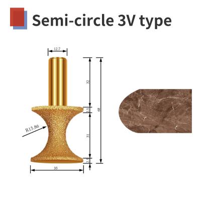 Chine Semi-circle 3V type diamond vacuum brazed tool engraving stone marble granite à vendre