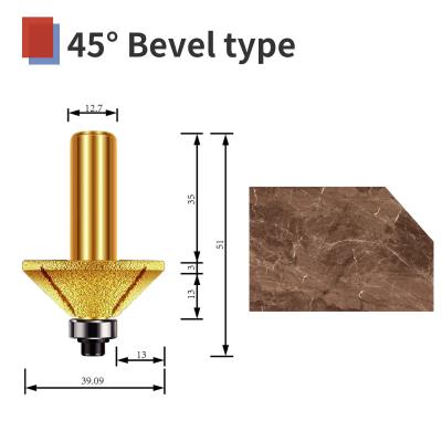 China 45° Bevel Router Bit Diamond Vaccum Brazed CNC engraving marble stone granite for sale