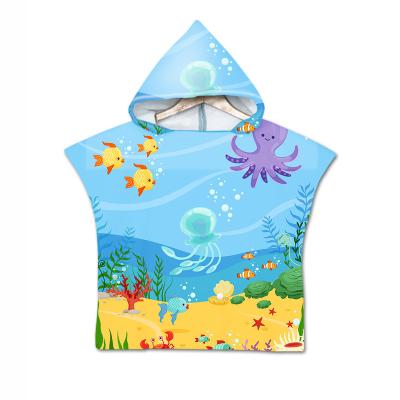 China Child-Proof Custom Wholesale Personalized Cartoon Microfiber Hooded Kids Beach Towel for sale