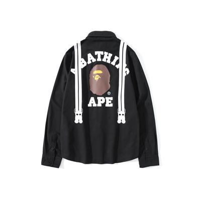 China 2022 new Anti-wrinkle Anti-wrinkle bape bathing monkey longsleeve shirt black streetwear mens clothing fashion white shirt for sale