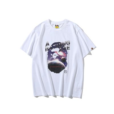 China Anti-Wrinkle 2021 Summer New Anti-Wrinkle Bape Solar System Monkey Cosmic Monkey Senior T-shirt Style Youth Male And Female Couples Short Sleeve Loose Tops for sale