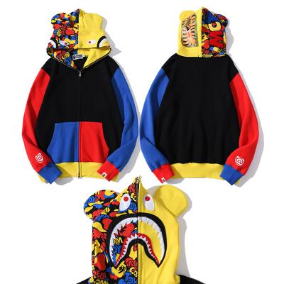 China Bape Bear Factory Wholesale Anti Wrinkle Serious Source Yellow And Red Blue Stitching Zipper Slippers Hoodie Bathing Monkey For Women Men for sale