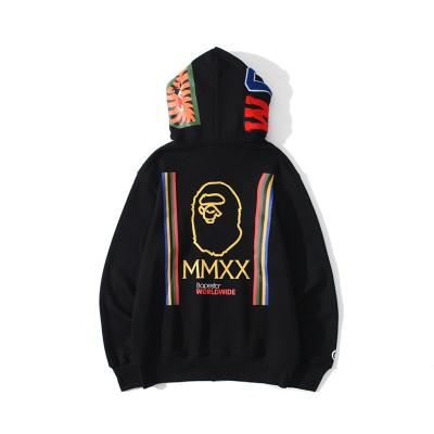 China wholesale Anti Wrinkle Source Factory MMXX Color Stripe Sweater Sweatshirt Zipper Hoodie Bape Bathing Monkey Shark Hoodie Men Black for sale