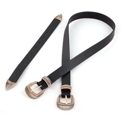 China Fashion.Casual Retro Vintage PU Belt Buckle Skinny Double Cut Out Women's Belt Accessories for sale