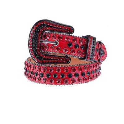 China Luxury Custom Colored PU Diamond Studded Belt Cowgirl Crystal Belt Cowboy Rhinestone Bling Bling DIY Women's Belt for sale