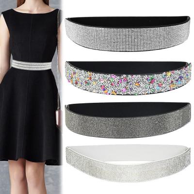 China Crystal Waist Fashion Elastic Belt All-match Rhinestone Wide Women's Bling Elastic Diamonds Hot Sale Belt for sale