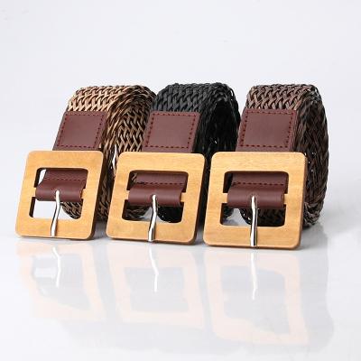 China Fashion.Casual Vintage Strap Handcrafted Braided Women Belt Ladies Pin Buckle Fashion Accessories Width Belt for sale