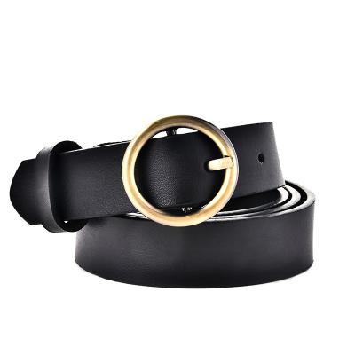 China Fashion.Casual.Business Popular Classic Classic Cowhide Slit Ring O Ring Genuine Leather Circle Buckles Belts For Women Black Casual Customized LOGO for sale