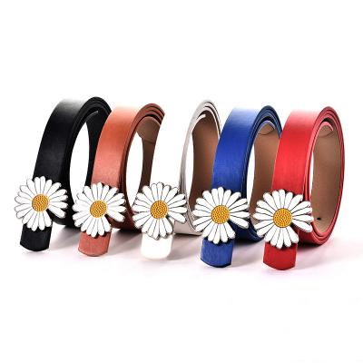 China Wholesale Fashion.Casual Daisy Flower PU Dress Leather Belt for Women's Pants Jeans for sale