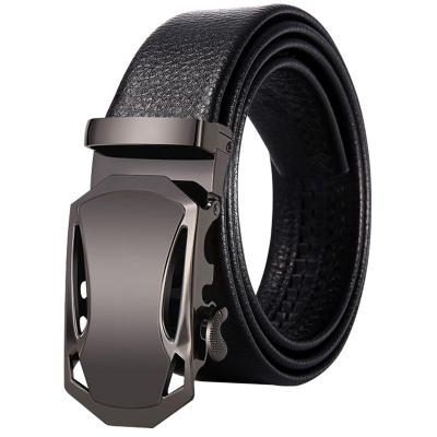 China ALLOY Vintage Gold Buckle Mens PU Leather Belt Ratchet Automatic Dress Belts Classics Belts Male Business for sale