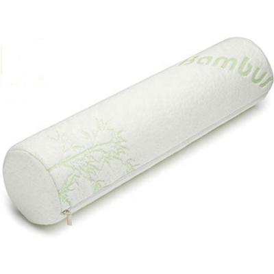 China Removable Memory Bamboo Fiber Neck Roll Pillow Bolster Memory Foam Leg Knee Neck Cervical Pillow for sale