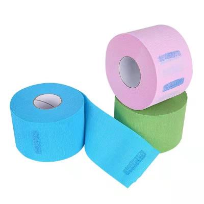 China Eco-Friendly Convenience Handy In The Hair Salon Running Soft White Waterproof Cutting Ruffles Disposable Elastic Hygienic Collar Strips Neck Paper Roll For Hairdresser for sale