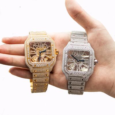 China Luxury Full Stainless Steel Hops Day/Date Iced Out Diamonds Gem VVS Moissanite Watch for sale