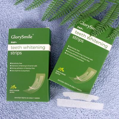 China Custom Logo High Quality Organic Coconut Oil PAP Peroxide Free Teeth Whitening Strips No Sensitive GS-003P for sale