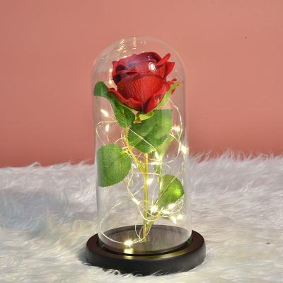 China New Decorative Real Touch Natural Valentine In Glass Wholesale Real Touch Preserved Forever Rose for sale