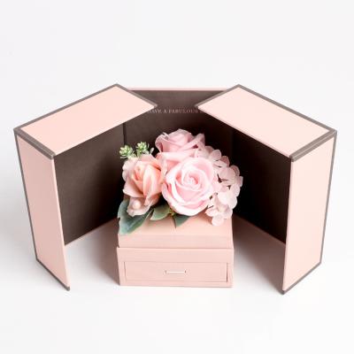 China New Fashion Jewelry Folding Gift Box Holiday Natural Flower Soap Contact Collapsible Storage Box Valentine Day Mother Day Gift for sale