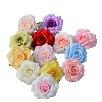 China Contact Wholesale Natural Rose Head Artificial Rose Head Elegant Fashion Wedding Flannel Rose Single Head High Quality background decoration for sale