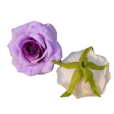 China Best-selling Eco-friendly Artificial Rose Head Single Head Quality Flannel Rose Head Elegant Exquisite Wedding background decoration for sale