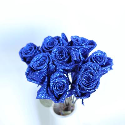 China Natural Touch Hot Selling Gold Powder A Grade Chinese Rose Head Blue Enchantress Immortal Flower Valentine's Day Bouquet for sale