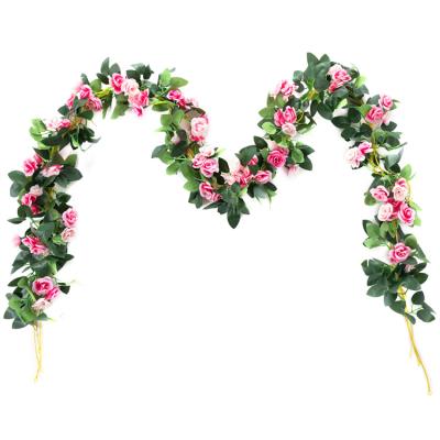 China Wholesale Colorful Artificial Silk Flowers Rose Garland Hanging Artificial Flower Vine for Home Decoration for sale