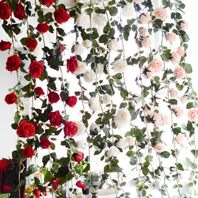 China Beautiful Selling Colorful Artificial Flower Garland Natural Vine Rose Garland Hanging Artificial Flower For Home Wedding Decoration for sale