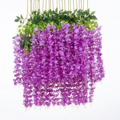 China Floral Wisteria Natural Decorative Silk Flower Artificial Touch Hanging For Party Wedding Decoration Wisteria Flower for sale