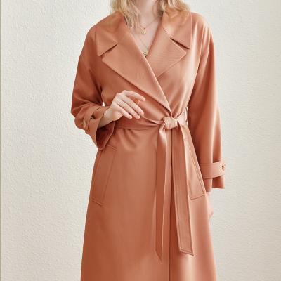 China Wholesale Anti-wrinkle Long Trench Coat Women British Style Spring Jacket Mid Length Autumn Mid Length Coat Small for sale