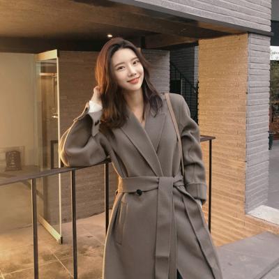 China Anti-wrinkle 2021 spring and winter Korean style new over - knee length woolen coat female double-sided cashmere coat for sale