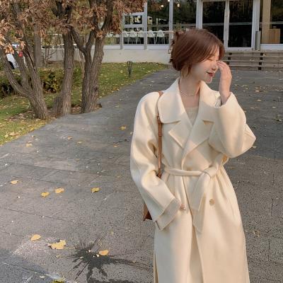 China Winter and spring winter and spring fit woolen coat Anti-wrinkle elegant women's trench coat long slim double-sided jacket lady for sale