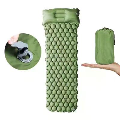 China Hybrid Type Sleeping Bed Camping Sleeping Mat Ultralight Inflatable Sleeping Mattress With Folding Pillow Inflating Single Bed Portable Air for sale